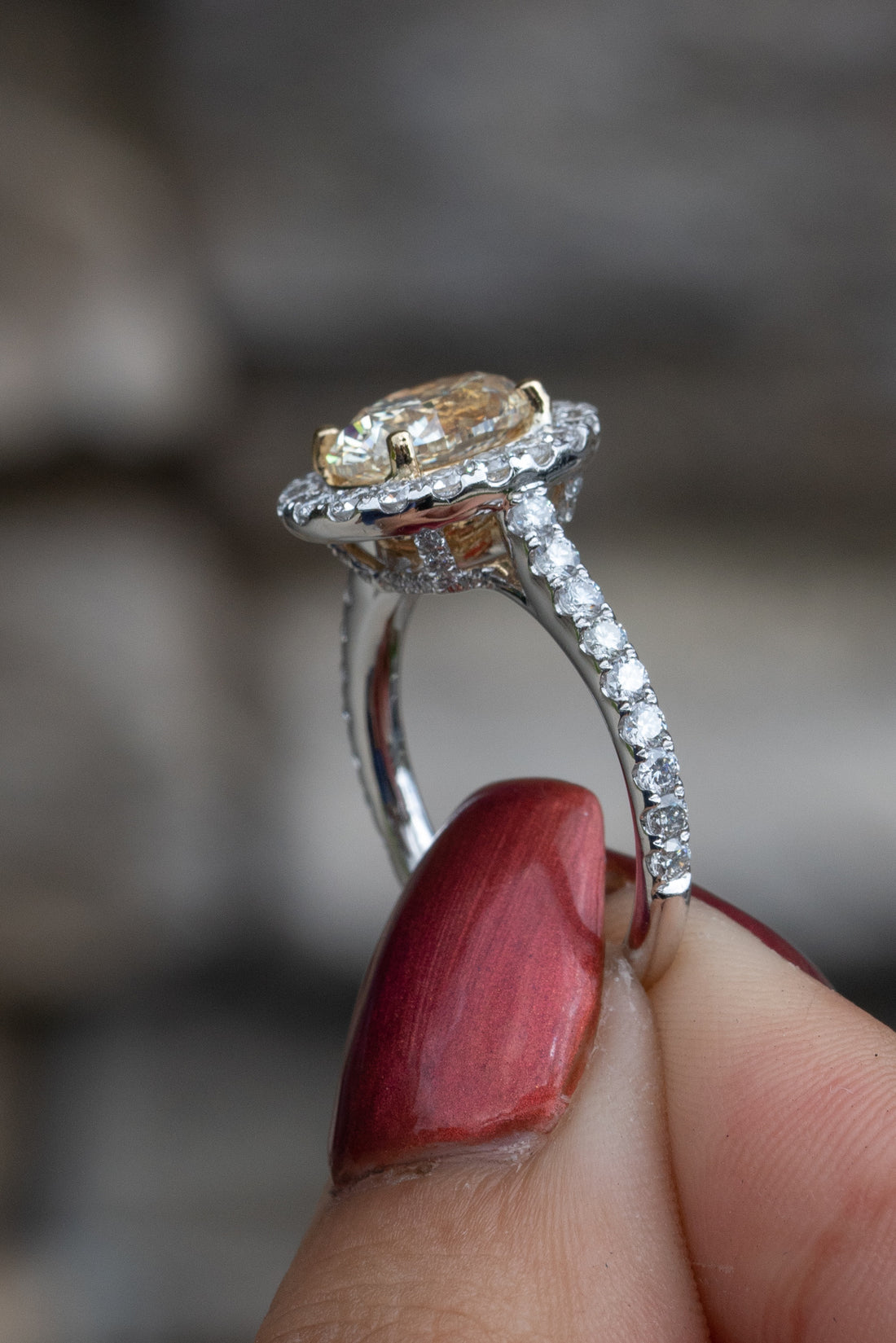 Yellow Diamond Halo Rings