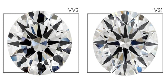 Side-by-side comparison of VVS vs VS1 diamonds highlighting differences in clarity and inclusions.