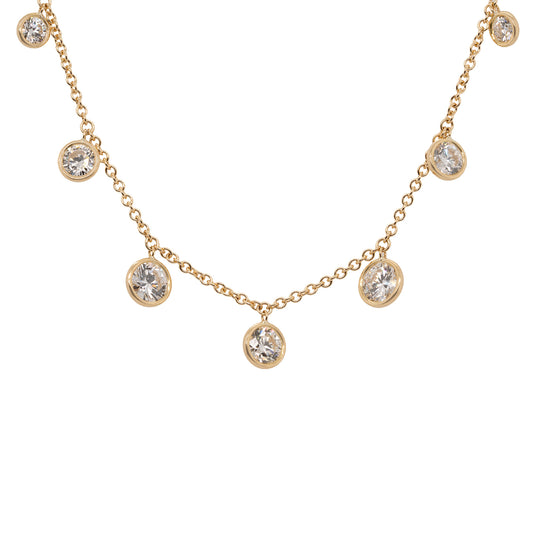 18k Yellow Gold 3.54ctw Round Cut Diamond By The Yard Choker Necklace