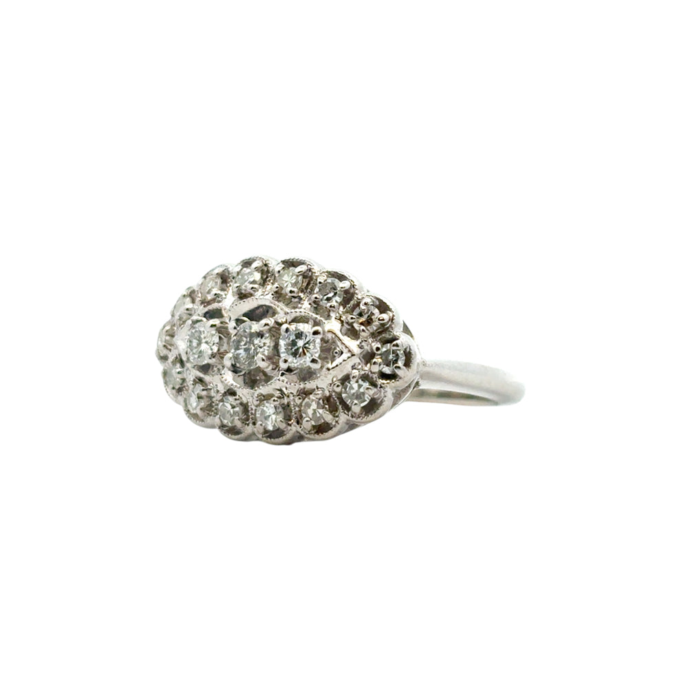 14k White Gold Vintage Style 0.50ctw Diamond Ring