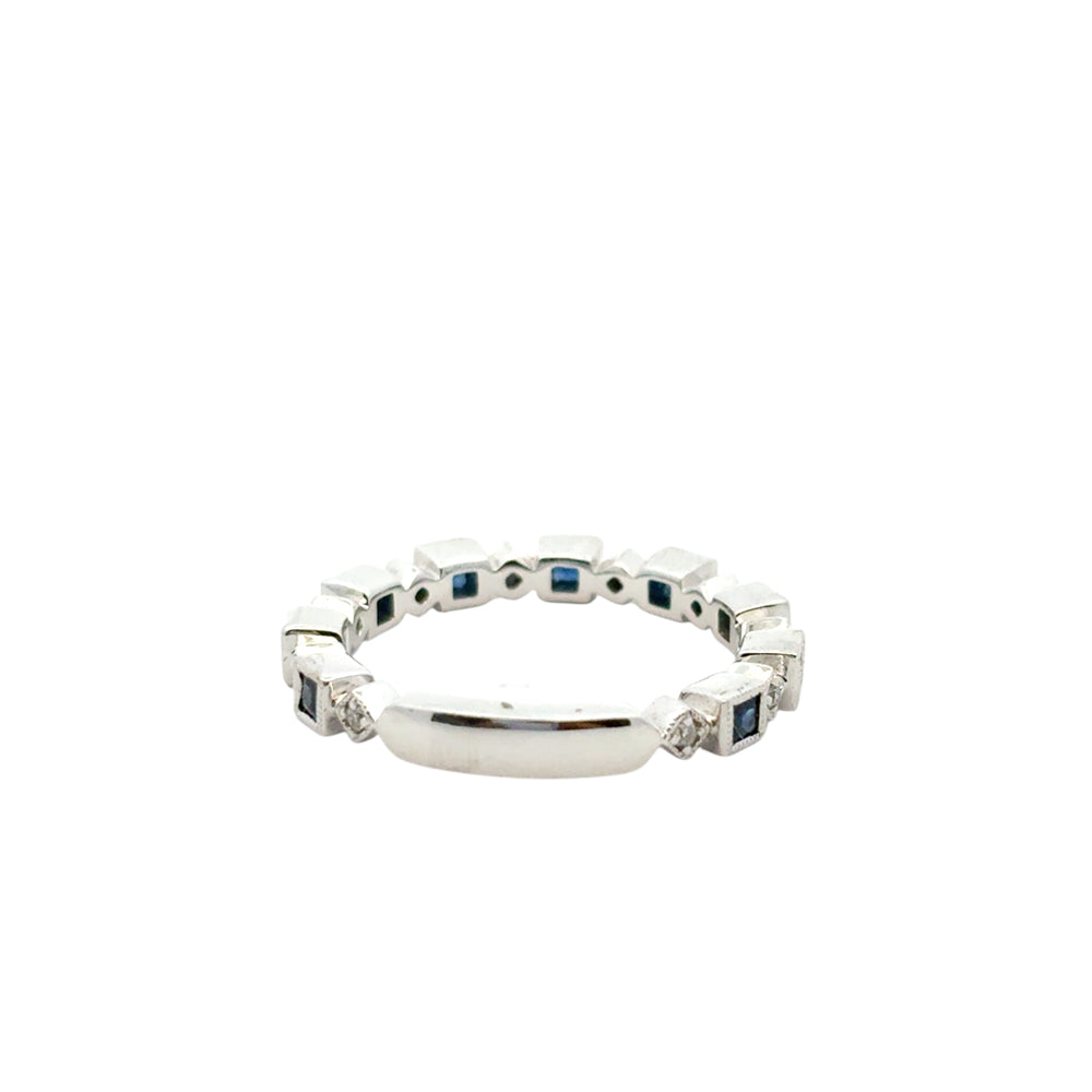 Gabriel and Co. 14k White Gold 0.08ctw Diamond and 0.54ctw Blue Sapphire Stackable Ring