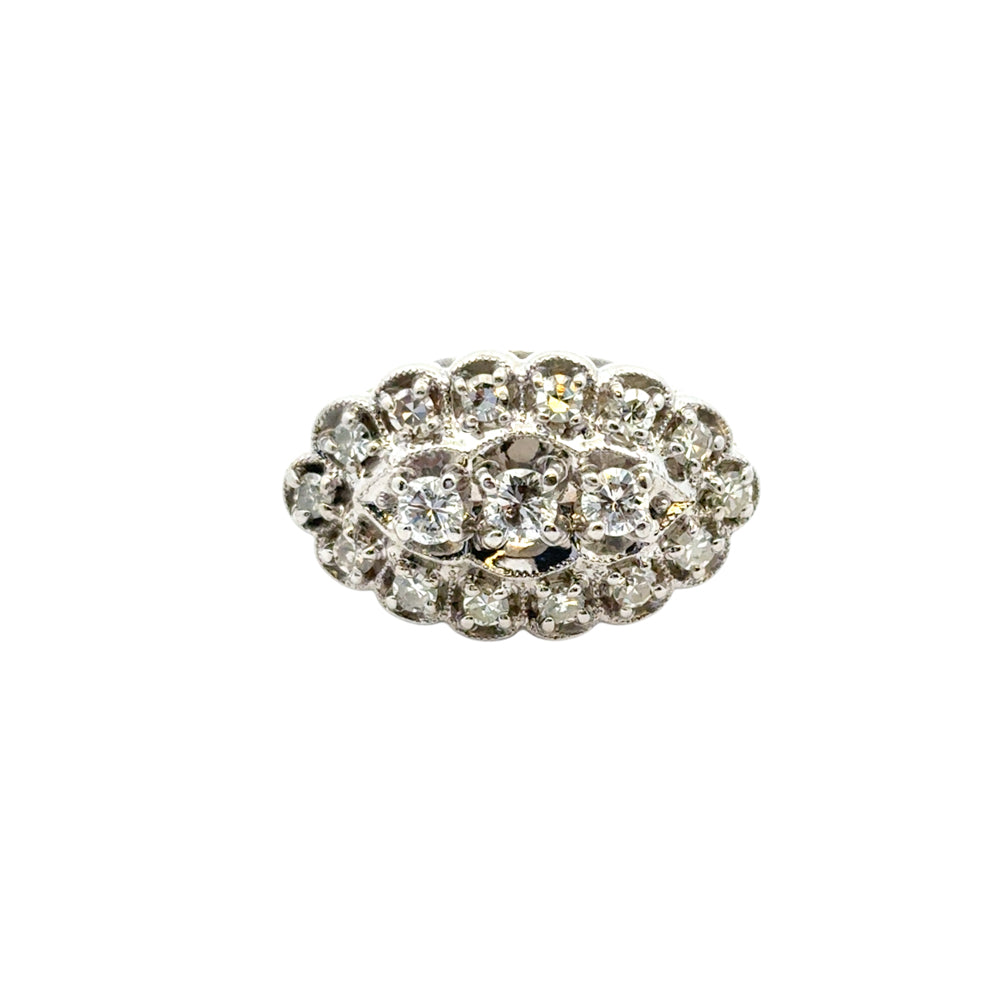14k White Gold Vintage Style 0.50ctw Diamond Ring