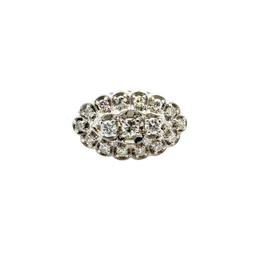 14k White Gold Vintage Style 0.50ctw Diamond Ring