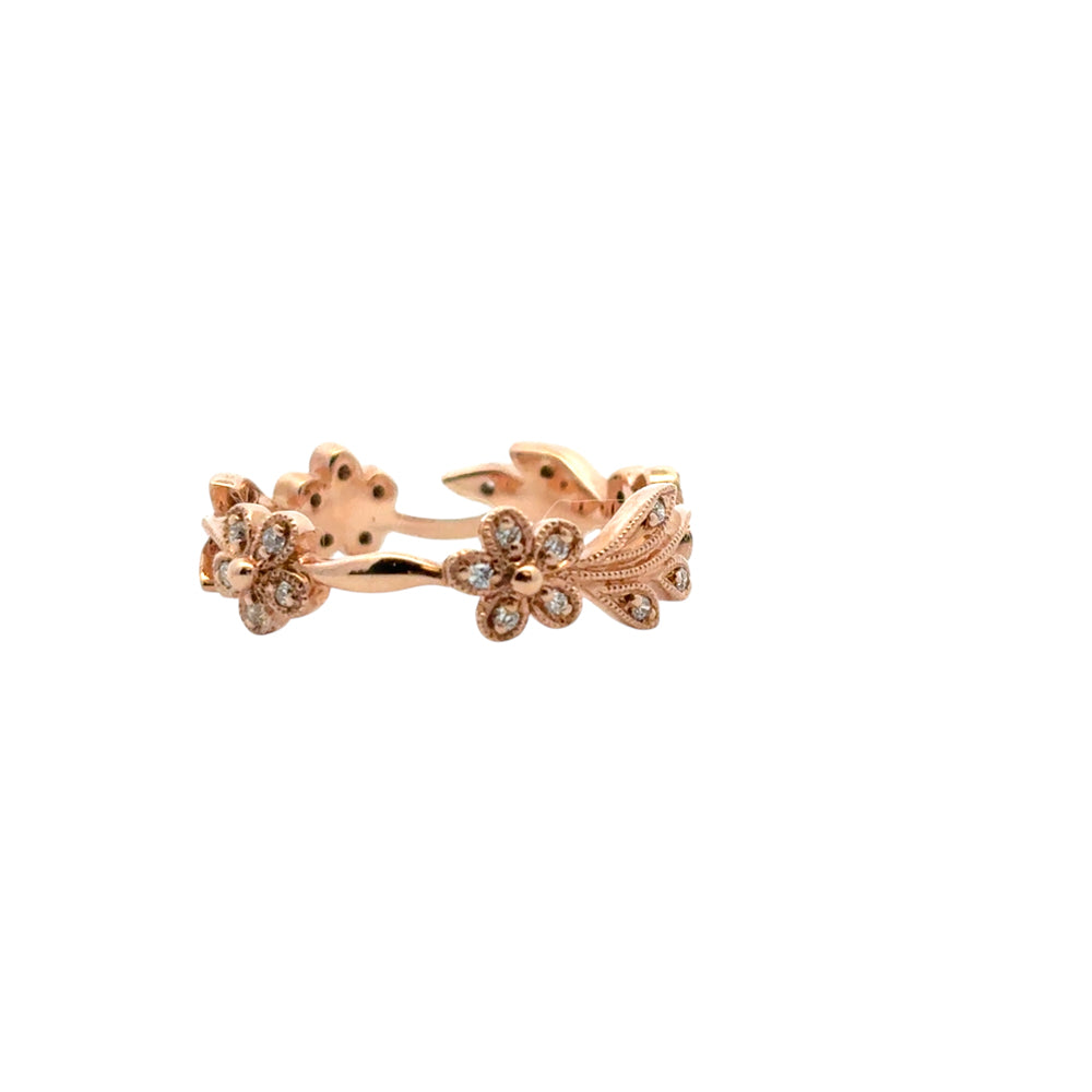 Gabriel and Co. 14k Rose Gold 0.13ctw Diamond Floral Ring Band