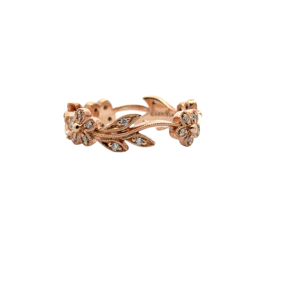 Gabriel and Co. 14k Rose Gold 0.13ctw Diamond Floral Ring Band