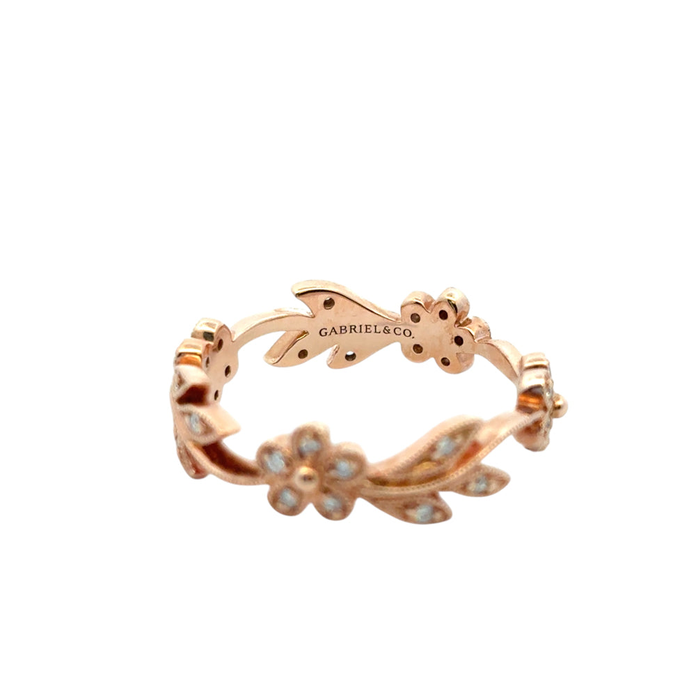 Gabriel and Co. 14k Rose Gold 0.13ctw Diamond Floral Ring Band