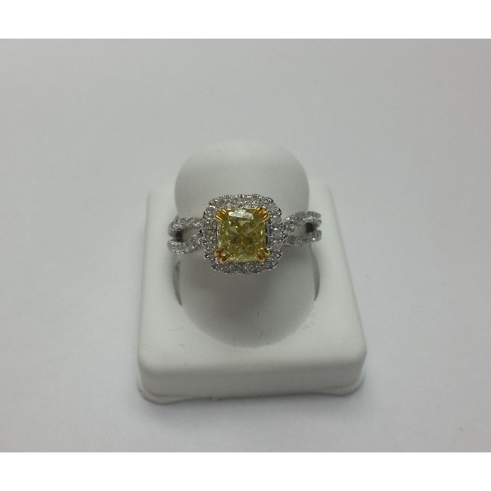 Cushion Fancy Yellow Diamond Ring — view 1