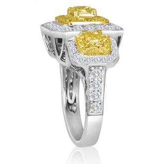 Cushion Fancy Yellow Diamond Ring — view 3