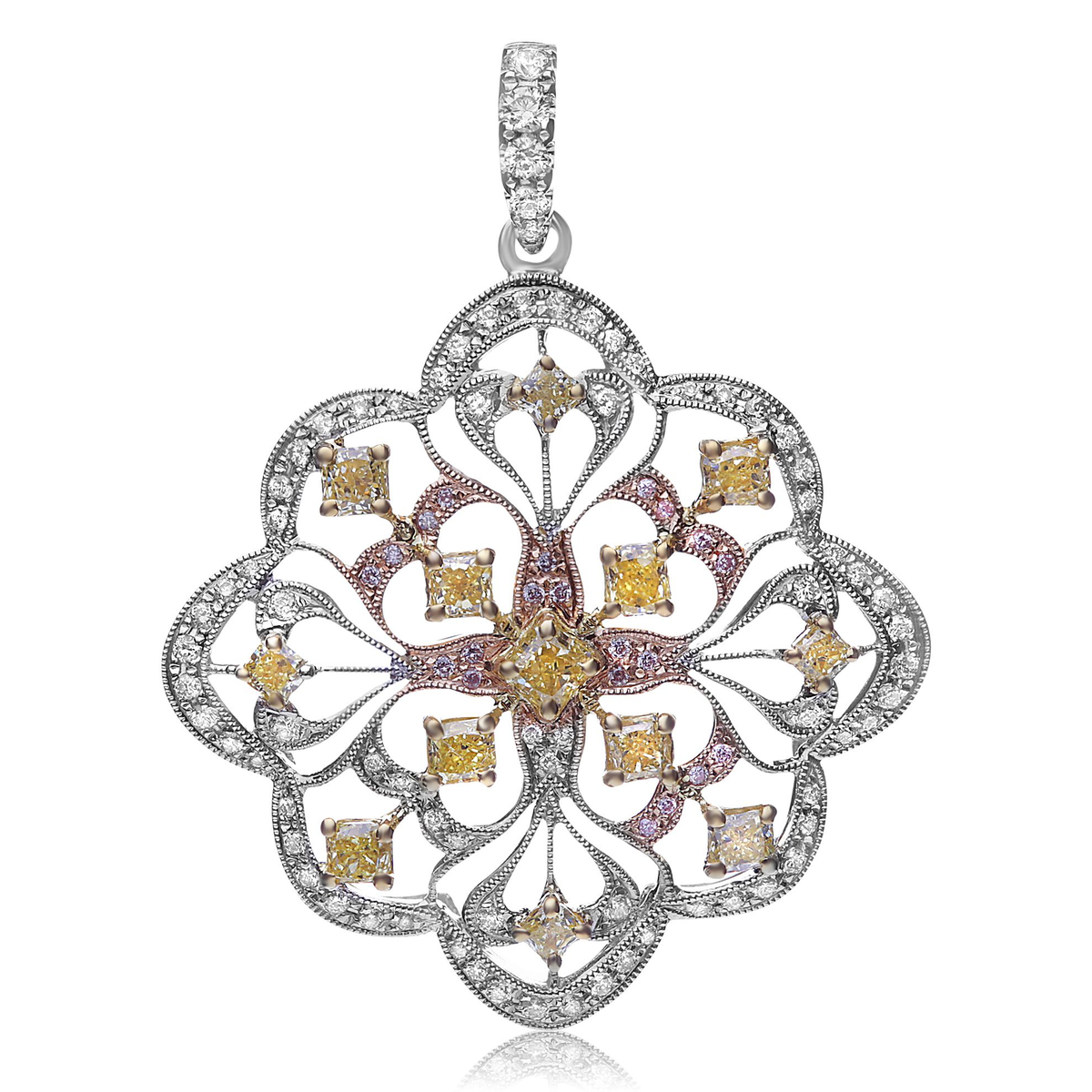 Radiant Fancy Yellow Diamond Pendant — view 1