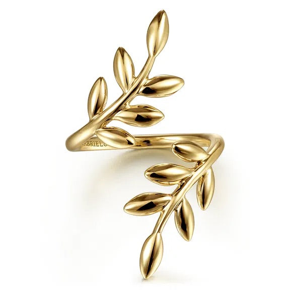 Gabriel & Co. 14k Yellow Gold Olive Leaf Bypass Ring