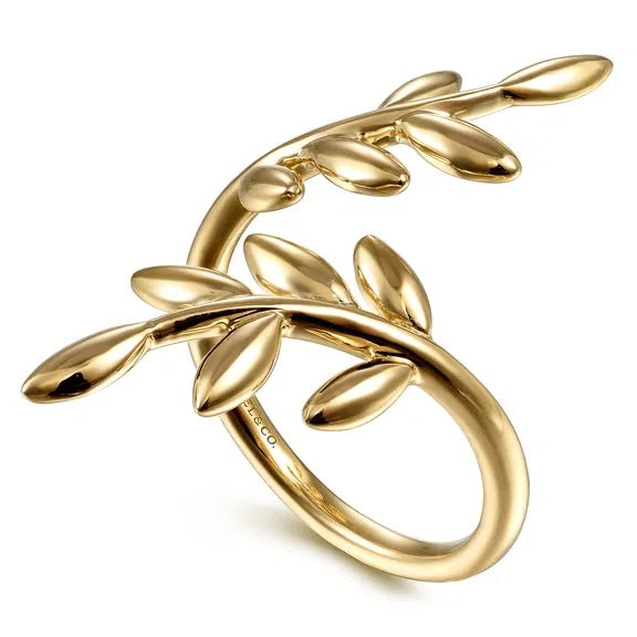 Gabriel & Co. 14k Yellow Gold Olive Leaf Bypass Ring