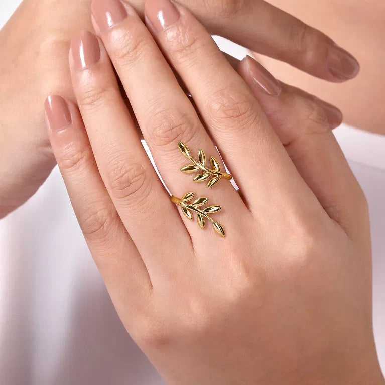 Gabriel & Co. 14k Yellow Gold Olive Leaf Bypass Ring