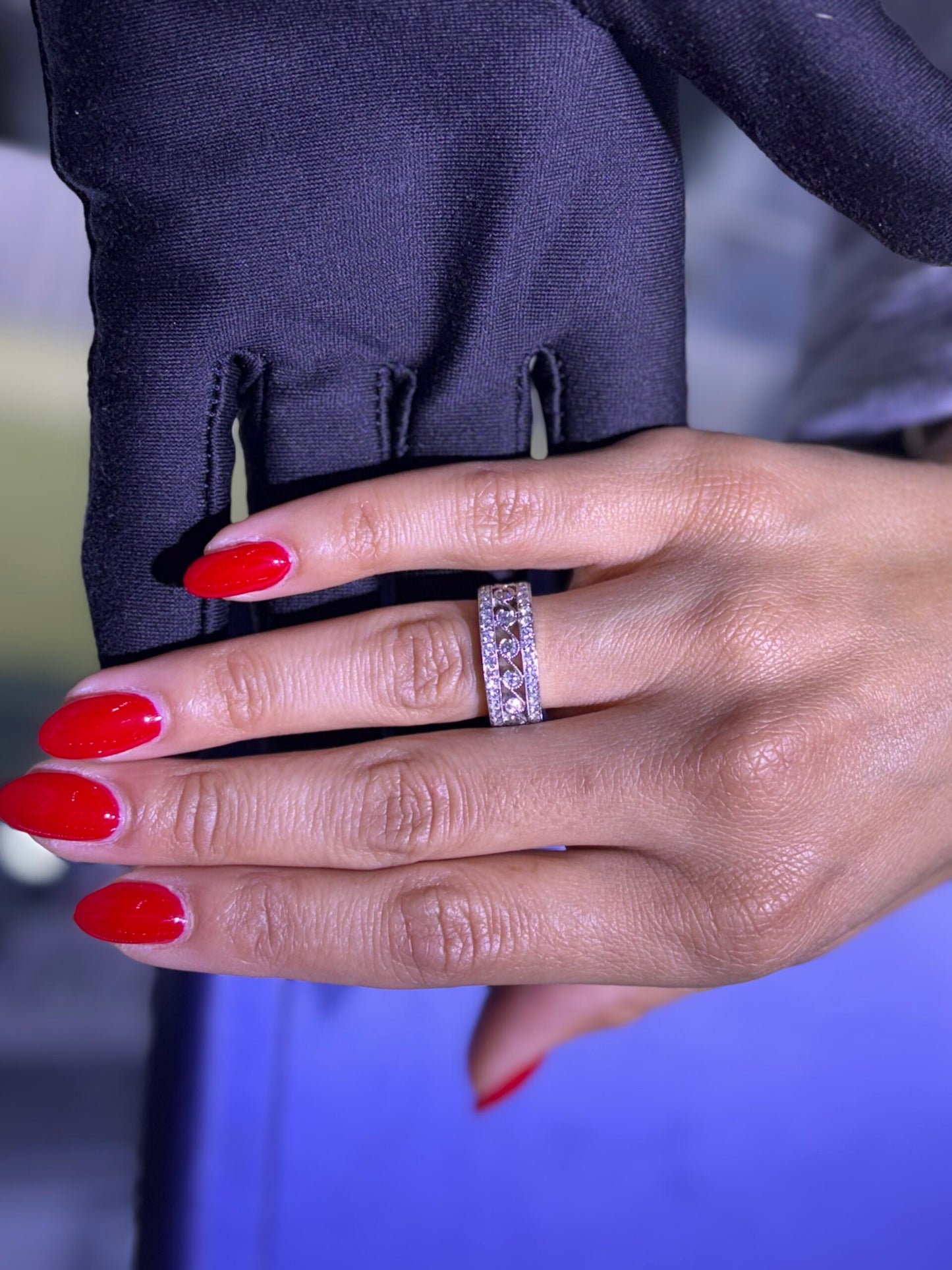 14k White Gold Vintage Ring Set with Natural Diamonds