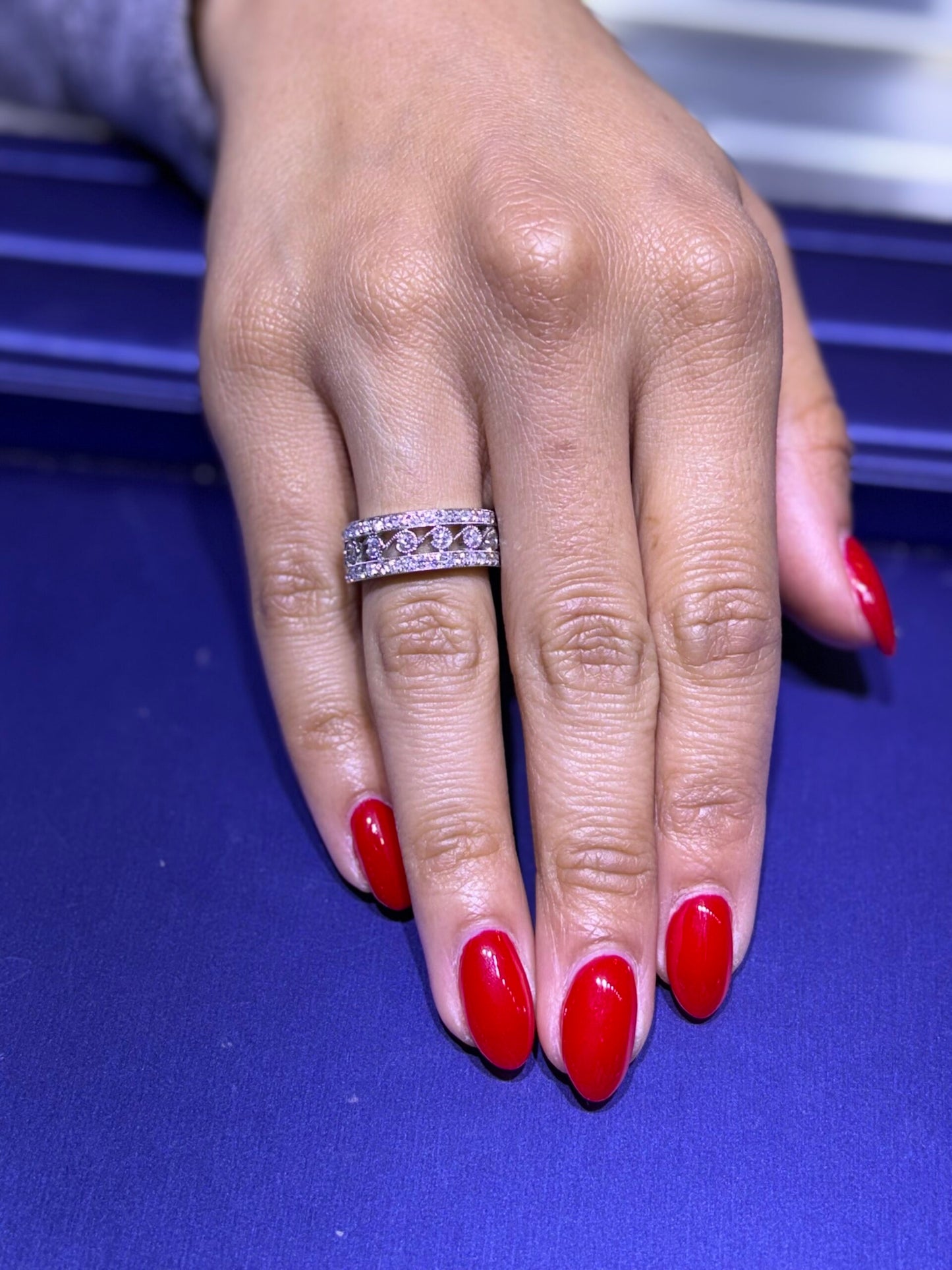 14k White Gold Vintage Ring Set with Natural Diamonds