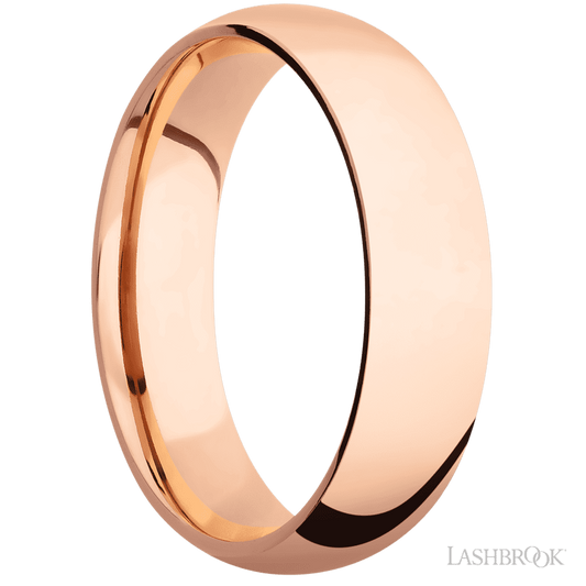 6 mm wide Domed 14K Rose Gold band.