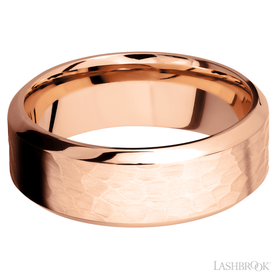 Lashbrook 8mm High Bevel 14K Rose Gold Wedding Band
