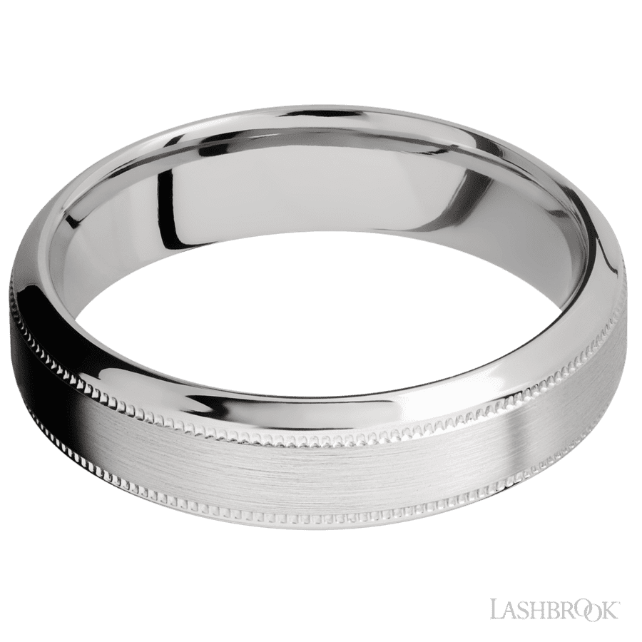 Lashbrook 6mm High Bevel Milgrain 14K White Gold Wedding Band
