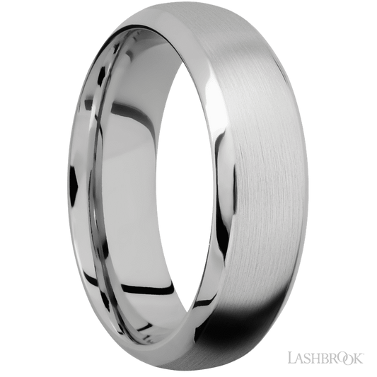 7 mm wide Domed Bevel 14K White Gold band.