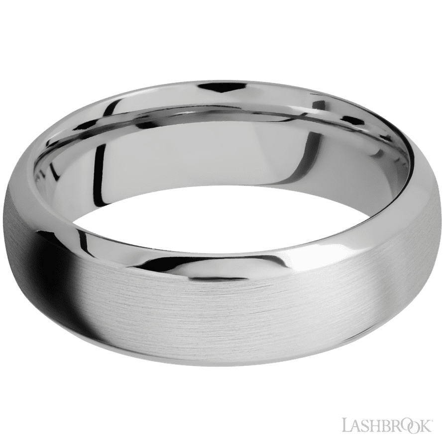 Lashbrook 7mm Domed Bevel 14K White Gold Wedding Band