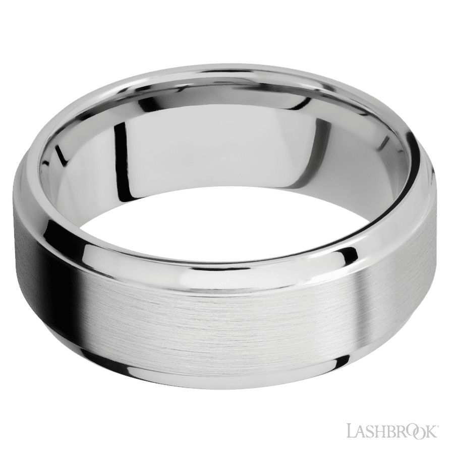 Lashbrook 8mm Stepped Bevel 14K White Gold Wedding Band