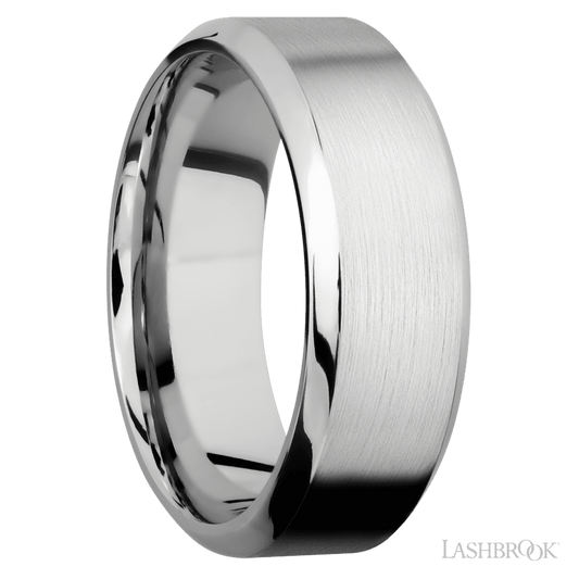 8 mm wide High Bevel 14K White Gold band.