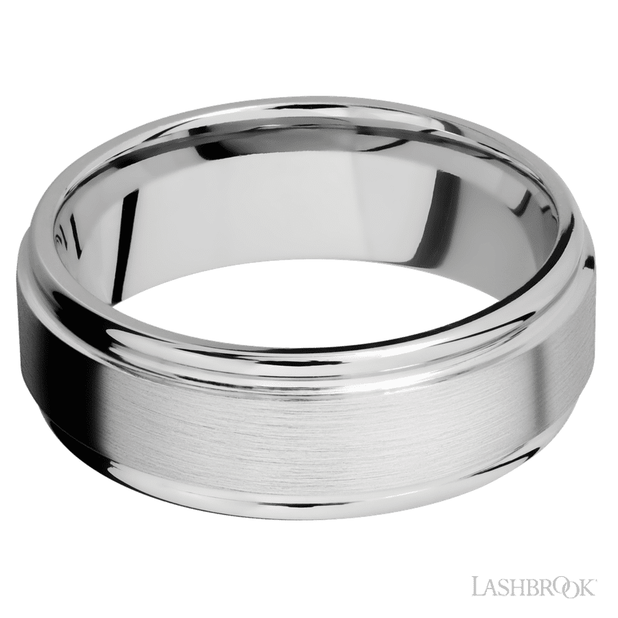 Lashbrook 8mm Flat Rounded Edges 14K White Gold Wedding Band