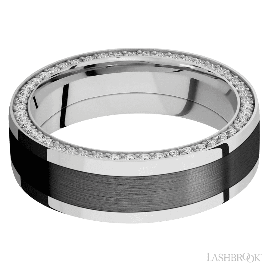 Lashbrook 7mm Flat 14K White Gold Wedding Band — Diamond Eternity