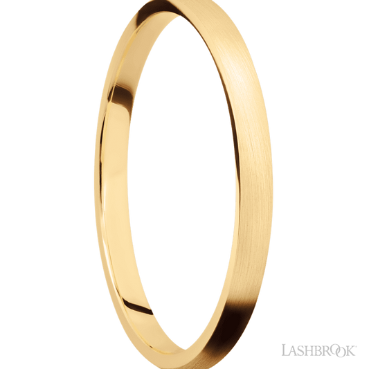 2 mm wide Domed 14K Yellow Gold band.