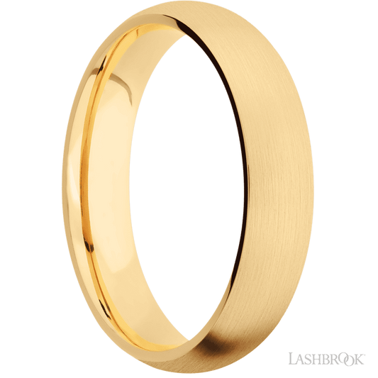 5 mm wide Domed 14K Yellow Gold band.