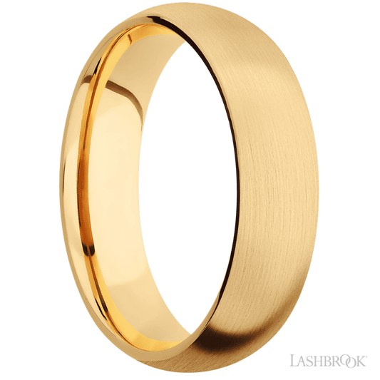 6 mm wide Domed 14K Yellow Gold band.