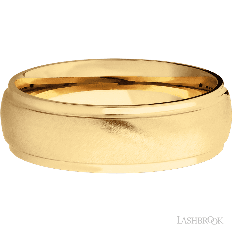 Lashbrook 7mm Domed Stepped Down Edges 14K Yellow Gold Wedding Band
