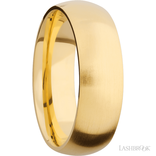 7 mm wide Domed 14K Yellow Gold band.