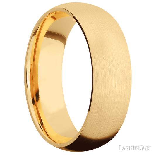 7 mm wide Domed 14K Yellow Gold band.