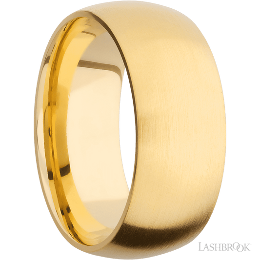 9 mm wide Domed 14K Yellow Gold band.