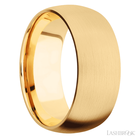 9 mm wide Domed 14K Yellow Gold band.