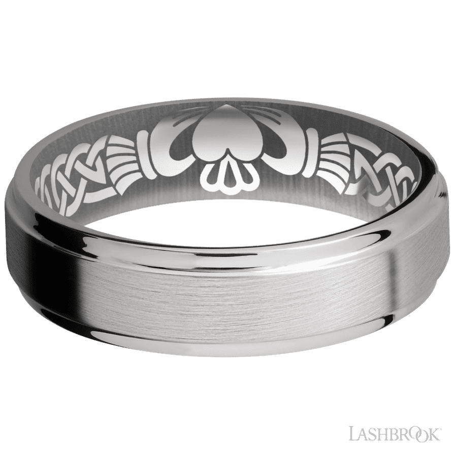 Lashbrook 6mm Flat Grooved Edges Titanium Wedding Band