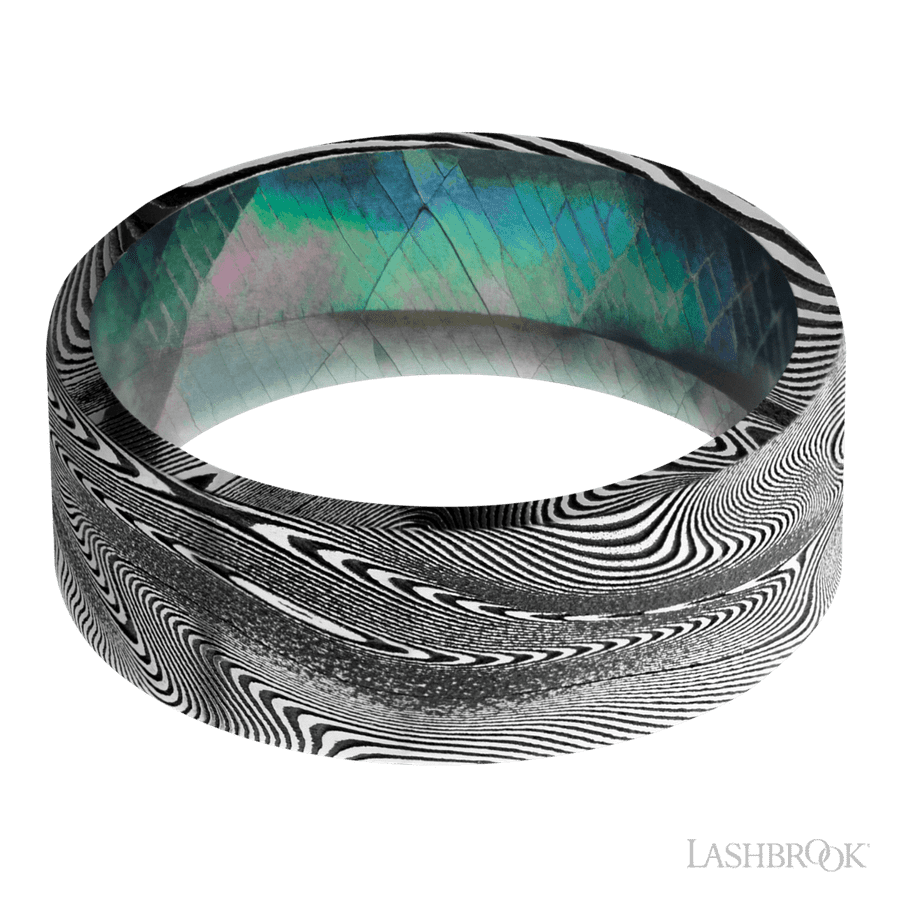 8 mm wide Flat Tightweave band featuring a Black Mother of Pearl sleeve.