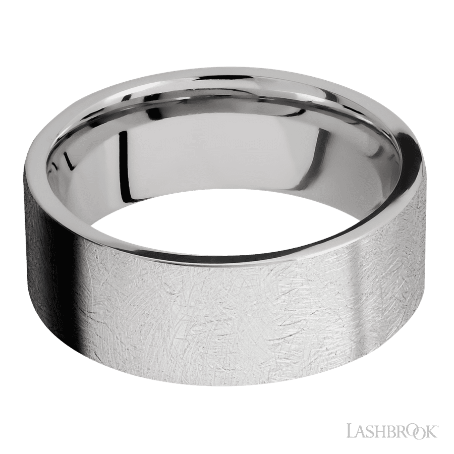 Lashbrook 8mm Flat Cobalt Chrome Wedding Band — Distressed Finish