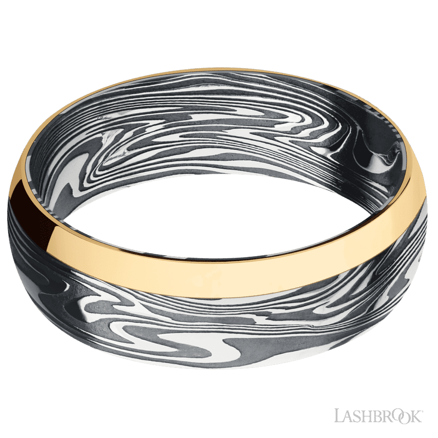 Lashbrook 7mm Domed Kinetic Wedding Band — 14K Yellow Gold Inlay
