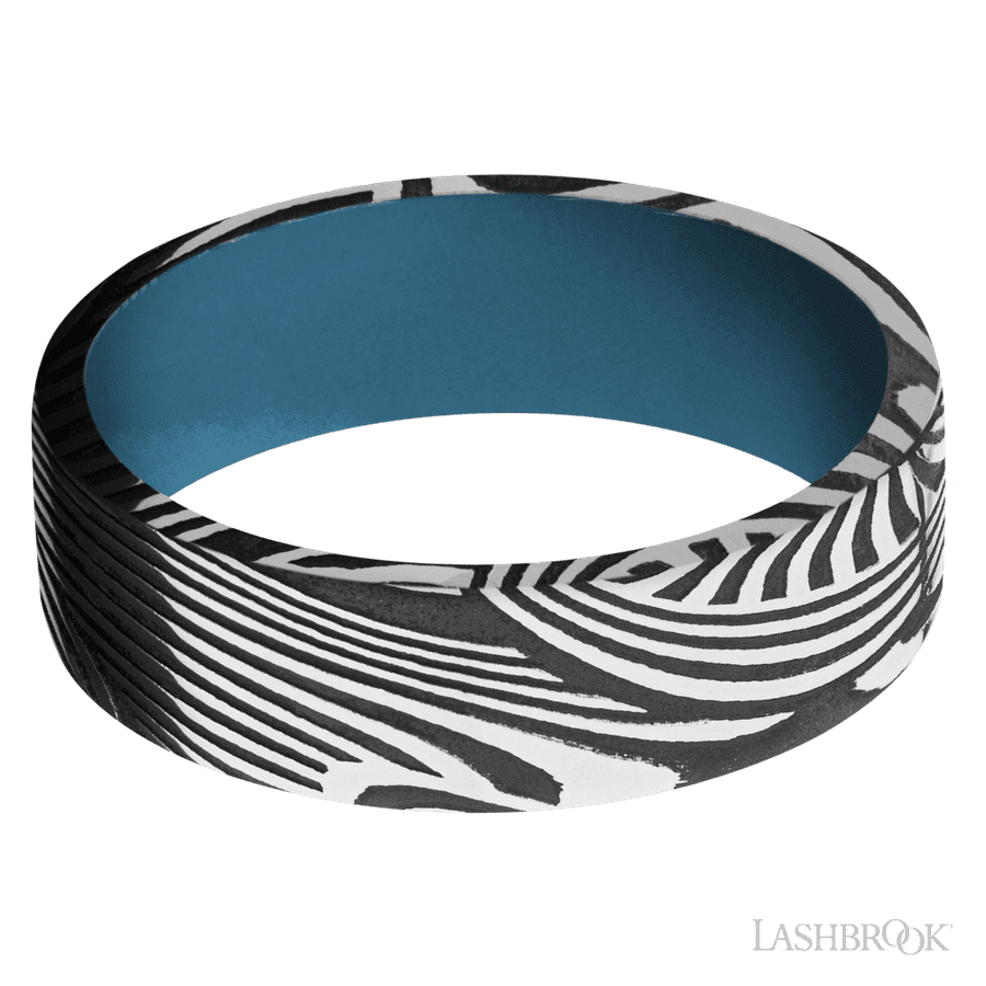 Lashbrook 7mm Flat Sunset Wedding Band — Royal Blue Sleeve