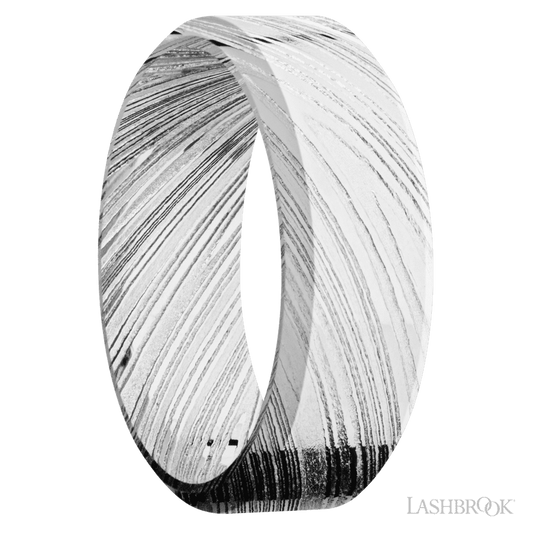 Lashbrook 8mm High Bevel Woodgrain Wedding Band