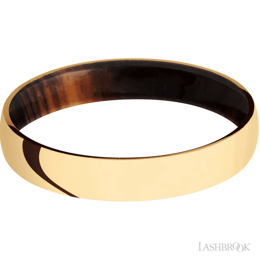 Lashbrook 4mm Domed 14K Yellow Gold Wedding Band — Cocobolo Sleeve