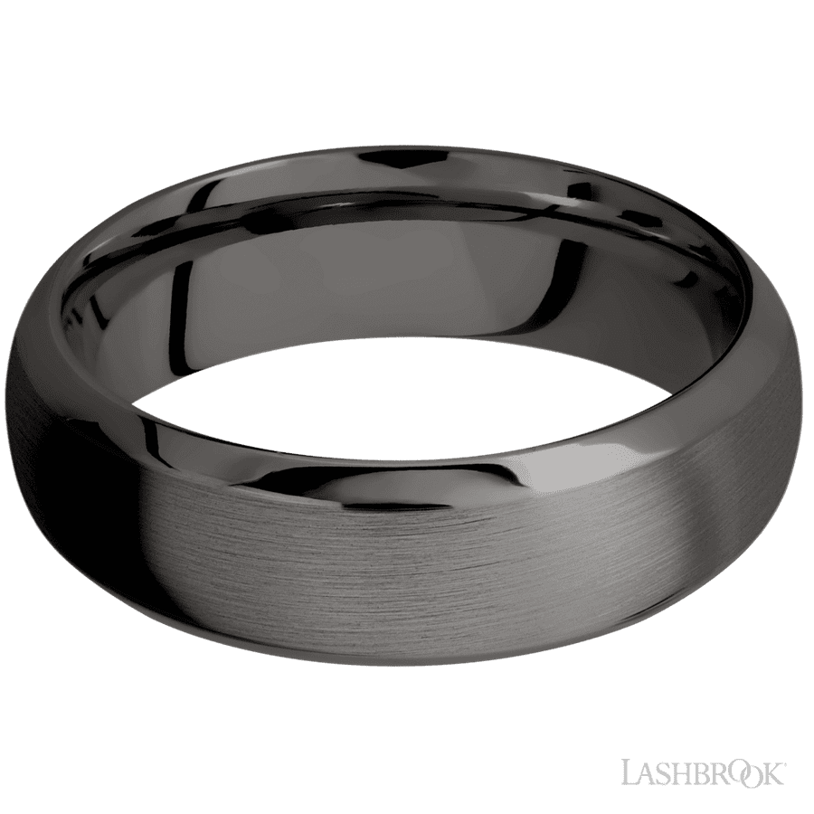 Lashbrook 7mm Domed Bevel Tantalum Noir Wedding Band
