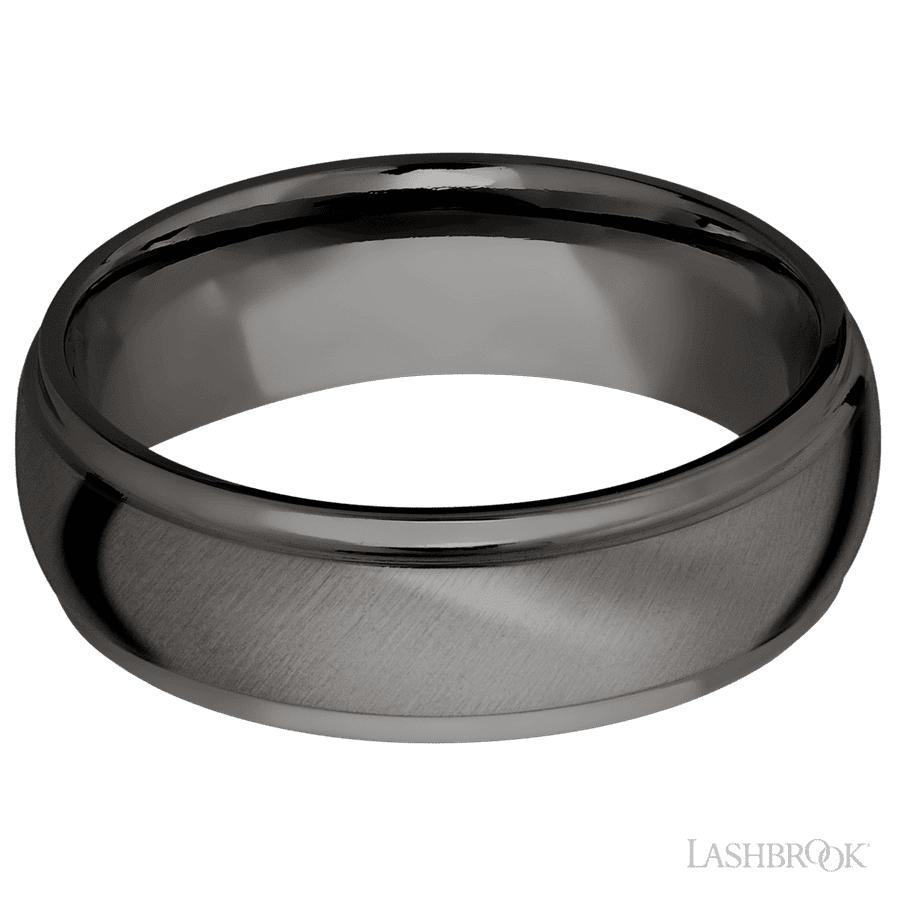 Lashbrook 7mm Domed Stepped Down Edges Tantalum Noir Wedding Band