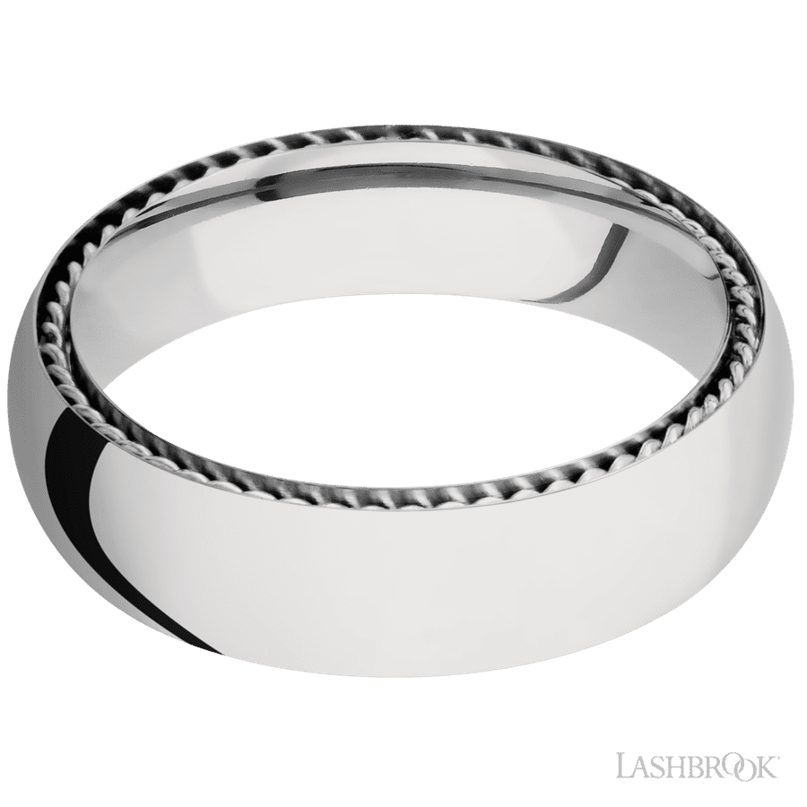 Lashbrook 6mm Domed 14K White Gold Wedding Band — 14K White Gold Inlay