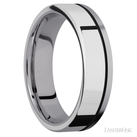 Lashbrook 6mm Flat Tantalum Wedding Band — Palladium Silver Inlay