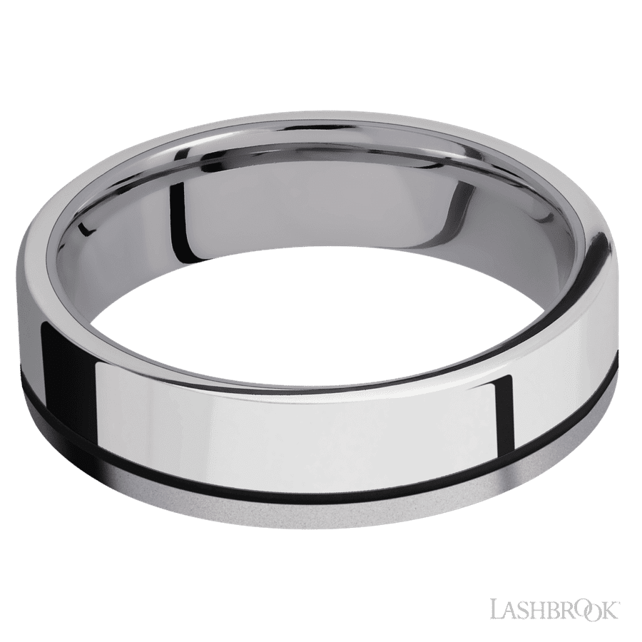 Lashbrook 6mm Flat Tantalum Wedding Band — Palladium Silver Inlay