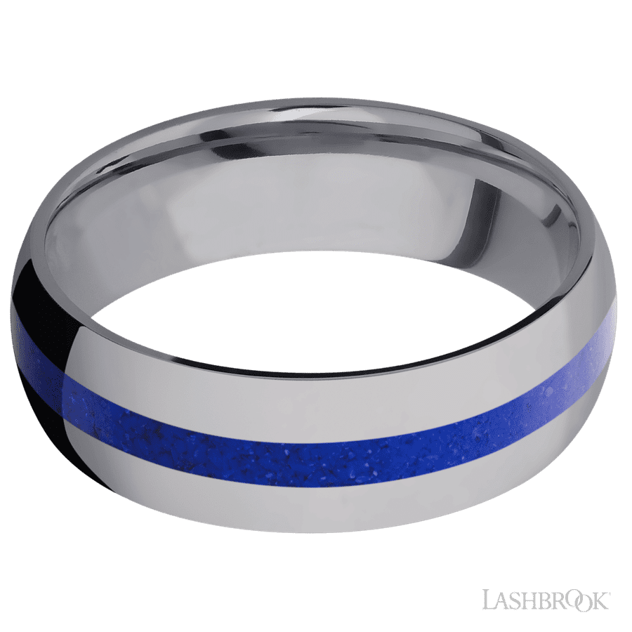 Lashbrook 7mm Domed Tantalum Wedding Band — Lapis Inlay
