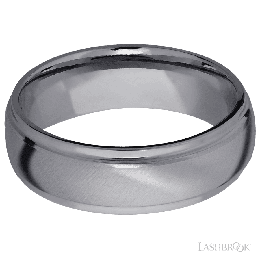 Lashbrook 7mm Domed Stepped Down Edges Tantalum Wedding Band