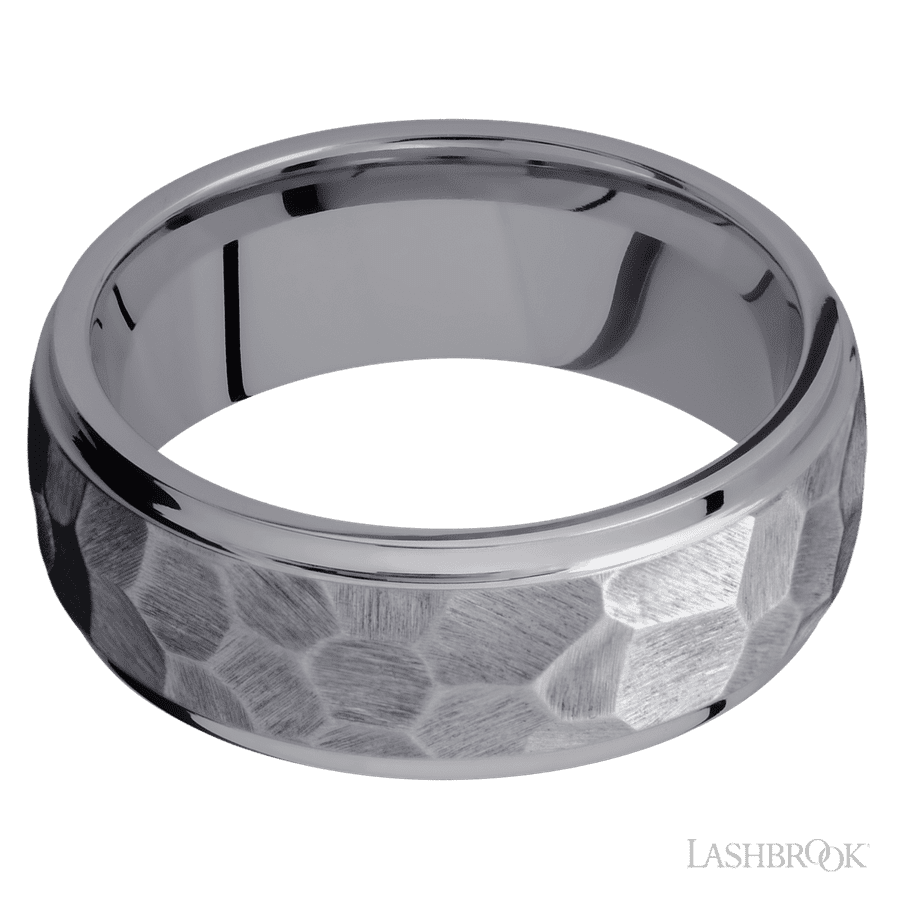 Lashbrook 8mm Domed Stepped Down Edges Tantalum Wedding Band